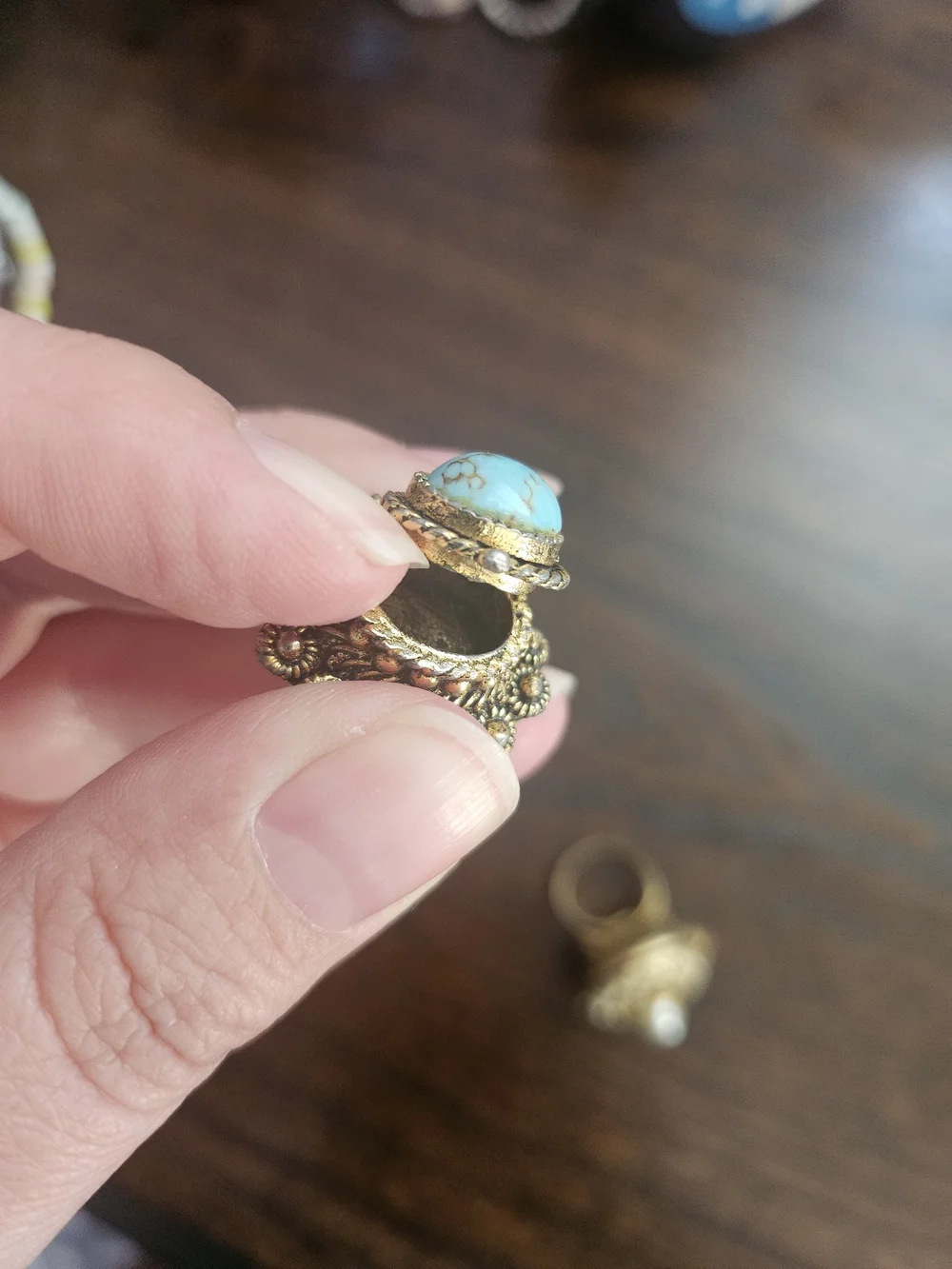 Boho Mixed Metal and Turquoise Statement Rings - Set of 4 - Picture 6 of 10